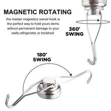 6pcs Magnetic Hooks Heavy Duty Rotating No-Drill Mount Door Kitchen Refrigerator Metal Neodymium Strong Adhesive Wall Hanging Organizer Storage Solution Ideal For Home Office Garage Closet Bedroom Bathroom Pantry Organization - View 5