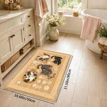 1pc, Cat Cartoon Pattern Printed Faux Cashmere Kitchen Mat, Absorbent Kitchen Floor Mat, Kitchen Rug, Long Strip Foot Mat, Sink Front Mat, Suitable For Kitchen, Bathroom, Entryway, Hallway, Laundry Room And Home Decor - Multicolor - View 11