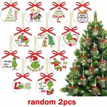 The Grinch The 12/6/2Pcs Acrylic ‑Themed Christmas Tree Hanging Ornament, Multiple Funny Quote Pattern Styles Optional, Perfect For Christmas Home Decor, And Ideal As Xmas Tree Decoration And Holiday Party Gift. - Multicolor - View 8