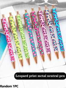 4pcs Random Leopard Print Ballpoint Pens, Retractable Design, Assorted Patterns, Minimalist Printed Pens, Suitable For Weddings, Parties, Daily Use, Gifts, Perfect Valentine's Day Gift For Friends And Family - Default - View 15