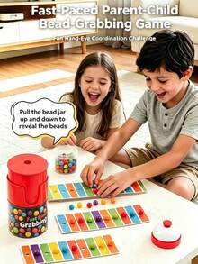Children's Colorful Ball Card Game Set, Lucky Draw Game, 90 Colorful Balls, 1 Game Box, 6 Cards, 1 Bell, Multi-Player Entertainment, Develop Color Recognition And Reaction Ability, Suitable For Children's Party, Parent-Child Interaction, Ideal Gift For Holiday And Birthday - Multicolor - View 3