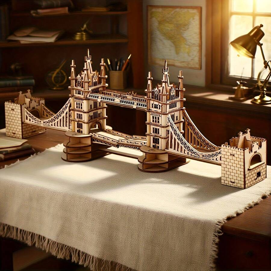 Mainan Puzzle Kayu 3D Jembatan London, 305 keping, Dekorasi Kreatif DIY, Cocok untuk Usia 14+ Tahun, Hadiah Natal/Ulang Tahun - MultiWarna - View 1