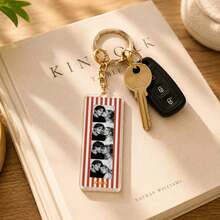 Personalized Photo Booth Acrylic Bar Keychain, Customized Couple Photo Pendant, Letter Heart Bag Strap, Gift For Best Friend - Multicolor - View 1