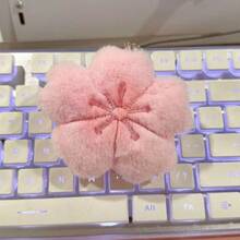 1 Pc Healing Sakura Plush Ornament Pendant, Keychain Backpack Accessory Gift, Pink Plush Sakura Bag Charm, Suitable For Girls Gift Backpack Pendant, Best Friend Gift, Halloween, Thanksgiving, Christmas, Birthday Gift - Pink - View 4