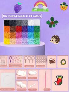 2.6mm Halloween Beads (With Tools), 24 Colors Per Box, Handmade Mosaic Pixel Art Materials, Suitable For Creating Various Graphics, DIY Handmade Decorations, For Crafters And Hobbyists And Other Creative Projects | Family Interactive Activities | Friends Party Games - Multicolor - View 10