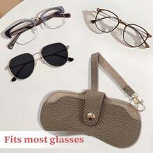 1pc Luxury Solid Color Portable Hanging Fashion Glasses Storage Bag, PU Faux Leather, Snap Button Anti-Scratch Eyeglass Case, Essential For Commuting Shopping Travel, Soft Eyeglass Storage Pouch, Valentine's Day Mother's Day Graduation Gift - Multicolor - View 3