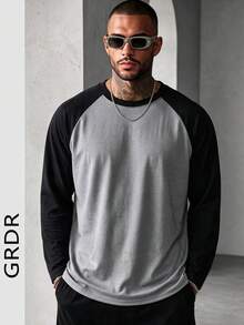 GRDR 男士休閒長袖上衣，適合日常穿著，適用於秋冬戶外活動 - 黑色 - 查看 7