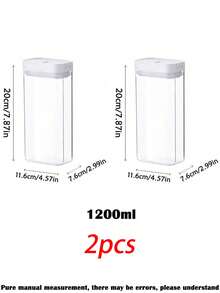 1pc/2pcs Food Storage Canister, Kitchen Grain Storage Jar, Refrigerator Fresh-Keeping Box, Kitchen Food Storage Container, Suitable For Storing Spices, Sugar, Coffee Beans, Nuts, Snacks, Pasta And Other Foods, Home Decor Storage, Suitable For Christmas, Halloween, Thanksgiving And Other Occasions. - White - View 18