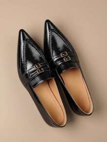 2026 Spring/Summer New Women's Pointed Toe Kitten Heel Mule Shoes, Commuter Comfortable Low Heel Sandals - Black - View 6