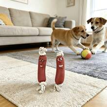 1件裝狗狗香腸咀嚼玩具 耐咬耐用 互動訓練磨牙玩具 優質材質 香腸造型 緩解磨牙不適 - 紅木色 - 查看 5