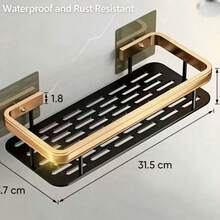 1pc Aluminum Bathroom Storage Rack, Towel Rack, Wall-Mounted Organizer, Suitable For Shampoo And Cosmetics, Shower Caddy, Kitchen Sink Organizer - Multicolor - View 10