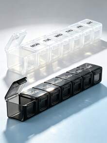 1/2pcs Portable 7-Day Large Capacity Pill Box, Long Tablet/Vitamin Storage Box, Compact Travel Pill Box, Suitable For Candy/Pill Storage, Thanksgiving, Easter, Back To School Supplies - View 2