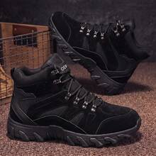 Vintage Style Men's High-Top Casual Boots Lace-Up Thick Sole Design Multi-Color Options Daily Commute Shoes - Black - View 5