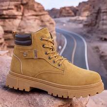Vintage Distressed Suede Men's High-Top Ankle Boots Thick Sole Durable Lace-Up Street Style Versatile Men's Boots - Khaki - View 4