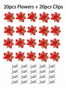 15 bộ hoa giả Poinsettia Giáng Sinh lấp lánh, hoa cây thông Noel 5.7 inch kèm kẹp, phù hợp trang trí vòng hoa, trang trí Giáng Sinh, trang trí cây thông Noel, đám cưới, tiệc tùng, trang trí nhà cửa - Đỏ - Xem 14