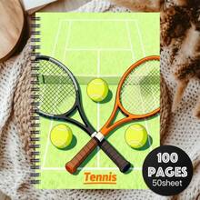 1pc Aesthetic Ball For Sports Spiral Notebook Journal, 1pc Gift For Sports Enthusiasts Writing Notebook Office Supplies Office Planner Tennis Table Tennis Themed For Sports Notebook - 1 Pack (50 Sheets/100 Pages) - View 3