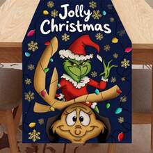 The Grinch 1pc Green Monster Print Linen Table Runner, (71*13inch) Fits Rectangular Dining Table, Suitable For Home Christmas Dinner, Holiday Party, Themed Gathering Decoration, Enhances Dining Table Atmosphere, Reusable And Washable, Christmas Table Decor - Multicolor - View 15