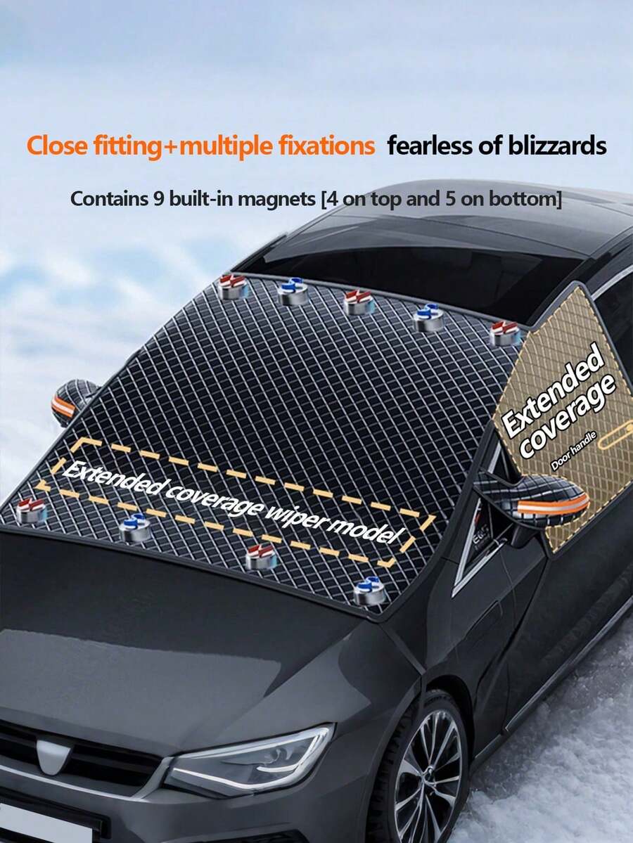 1PC Car Snow Cover Winter Sun Shade Car Sun Visor Car Sunshade Thickened Snow Cover Car Cover - A - View 1
