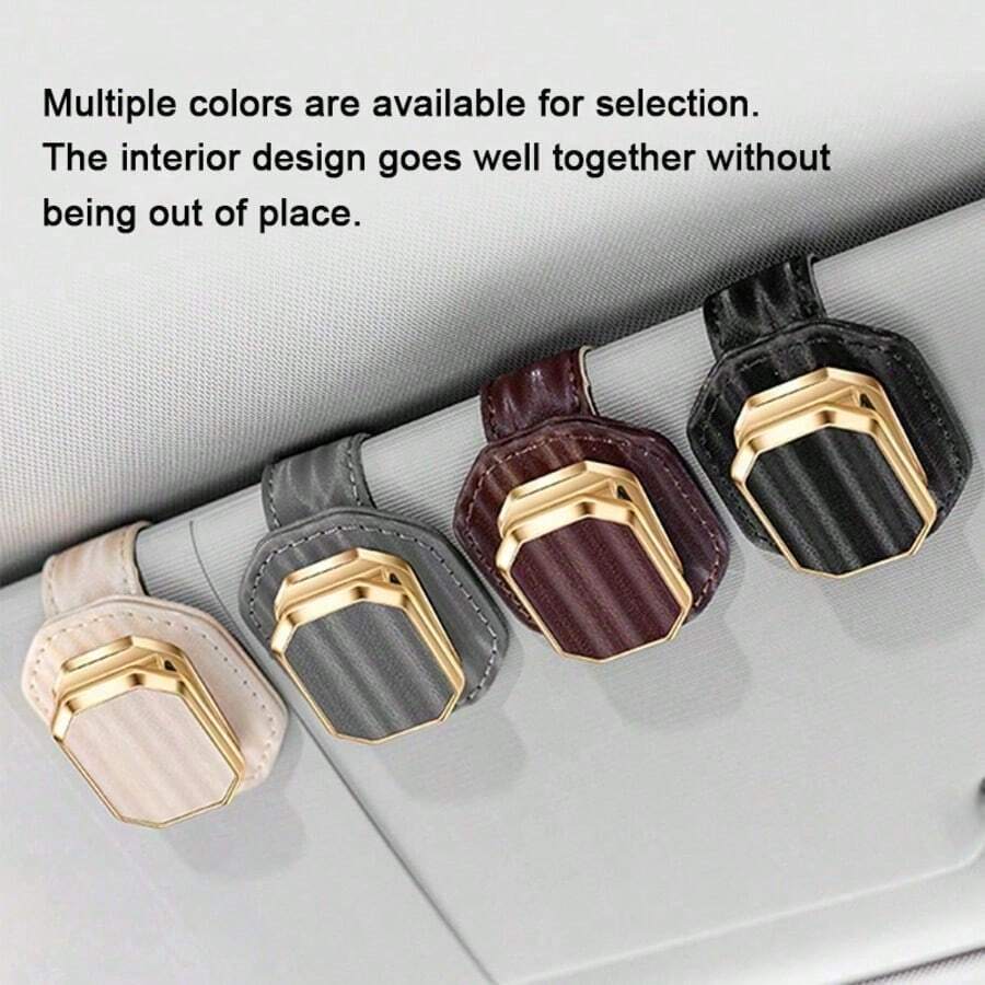 1pc Car Fashion Glasses Holder Premium Design Unisex Car Interior Sun Visor Storage Clip Fashion Glasses Storage Rack - A - View 1