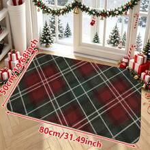 1/2/3pcs Christmas Theme Kitchen Rug, Flannel Kitchen Rug Red & Green Plaid Christmas Style, Comfortable Soft Absorbent Non-Slip, Machine Washable With Non-Slip Backing, Multi-Functional Home Mat Suitable For Doorway, Living Room, Bedroom, Kitchen, Dining Room, Bathroom, Laundry Room, Patio, Entryway, Holiday Home Decor - Multicolor - View 13