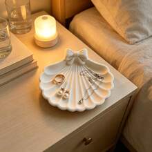 Elegant Bow Shell Hair Accessory Tray - Cute Shell Shaped Jewelry Tray, Fashionable Vanity Storage Box, Suitable For Rings, Earrings, Necklaces, Aesthetic Home Decor Accent, Accessory Storage Box, Jewelry Tray - Multicolor - View 6