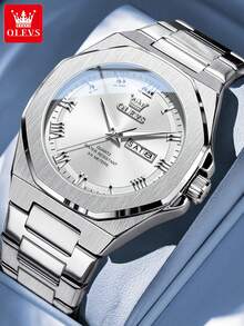 OLEVS 3727 Original Man Watch Stainless Steel Waterproof Luminous Dual Calendar Luxury Brand Roman Scale Quartz Wristwatches Men - One Size - View 19