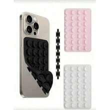 Double-Sided Silicone Suction Cup Phone Holder, Silicone Accessory Compatible With IPhone And Android Phones, Hands-Free Mirror Shower Phone Stand For Video Recording And Selfies - Multicolor - View 2