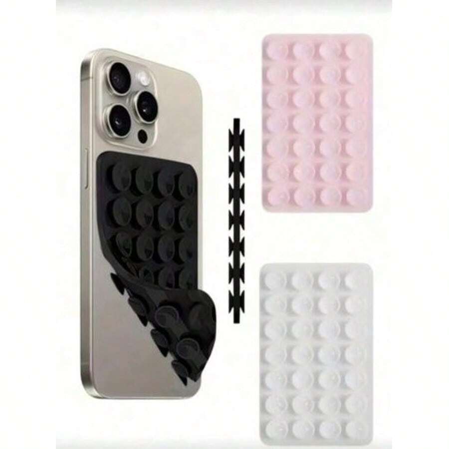 Double-Sided Silicone Suction Cup Phone Holder, Silicone Accessory Compatible With IPhone And Android Phones, Hands-Free Mirror Shower Phone Stand For Video Recording And Selfies