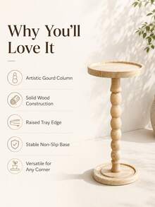 1pc Minimalist Round Solid Wood Coffee Side Table, Tea Table, Portable Multi-Functional Storage Wooden Table, Service Table For Candle Holder, Plant Stand, Suitable For Living Room, Bedroom, Sofa Side, Coffee Corner, Balcony, Garden, Fits Various Home Decor Styles - Multicolor - View 5