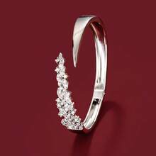 1pc Exquisite Wheat Ear Shaped Open Adjustable Design Cubic Zirconia Inlaid Women's Bracelet - Multicolor - View 1