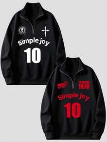 Personalized Custom Fall And Winter Sweatshirts, Customize With Your Photo/Group Photo/Family/Friends/Scenery Photos, And Enter Your Text/Number/Name - Black - View 2