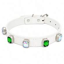 1pc Leather Pet Collar, Luxury Emerald & AB Rhinestone Cat Dog Collar, Adjustable Buckle Shiny Neck Collar, Suitable For Small And Medium Pets Party Photo Decoration - Multicolor - View 22