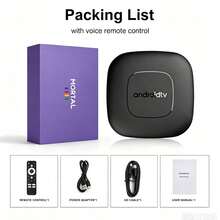 Set-Top Box Jaringan Baru T1 Chip RK3518 Android 14.0 2.4G&5G Dual-Band WIFI6 RAM 2G Penyimpanan 16G Bluetooth 5.4 Kontrol Jarak Jauh Suara Bluetooth Pemutar Media 4K Set-Top Box TV - Hitam - View 9