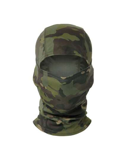 1pc Unisex Camouflage Ski Balaclava Face Mask, Solid Color Balaclava Headwear, Suitable For Daily Use, Outdoor Travel, Hiking, Climbing, Skiing, Cycling