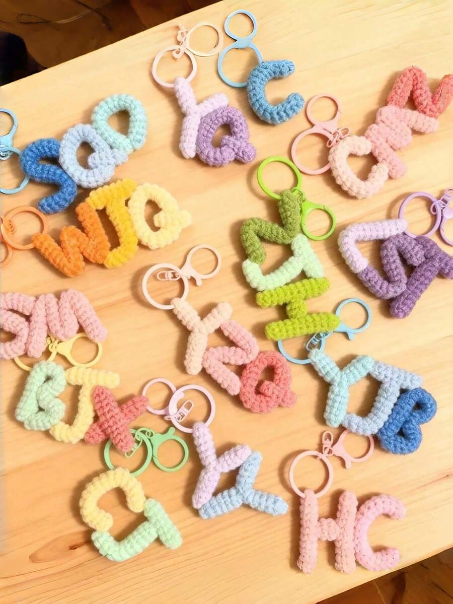 Personalized Crochet Name Keychain, Customized Name Tag Bag Charm, Back To School Backpack Gift, Handmade Yarn Ornament, Mom Memorial Gift - Multicolor - View 1
