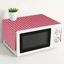 1 buah Penutup Debu Microwave Pola Kotak-kotak Merah & Putih Datar 2D, Kain Penutup Oven Persegi Panjang Poliester Modis Ukuran 35x90cm, Dekorasi Penyimpanan Microwave, Meja Dapur, dan Kabinet - MultiWarna - View 3