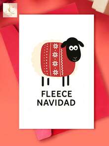 1pc Humorous Fleece Sheep Christmas Card, Ideal For Holiday Greetings To Friends, Family, And Colleagues. Perfect For Secret Santa Gift Exchanges And Cheerful Office Celebrations - One Size Fits All - View 7