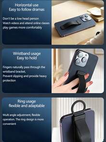 Push‑Pull Phone Wrist Strap Holder, Universal Adhesive Back‑Clip Phone Grip Stand, Retractable Lazy Phone Support Buckle, Portable Anti‑Drop Anti‑Slip Phone Ring Bracket For All Smartphones - One Size Fits All - View 9