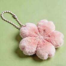 1 Pc Healing Sakura Plush Ornament Pendant, Keychain Backpack Accessory Gift, Pink Plush Sakura Bag Charm, Suitable For Girls Gift Backpack Pendant, Best Friend Gift, Halloween, Thanksgiving, Christmas, Birthday Gift - Pink - View 5