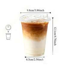 400/500ml Set Transparent Cups With Lids, Straight Lid Ice Drink Cups, Reusable Smoothie Cups, Suitable For Cold Drinks, Juice And Milkshakes - Halloween/Christmas/Birthday Party Essentials - Transparent - View 4