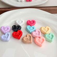 20pcs Multicolor Twisted Heart Acrylic Through‑Hole Loose Beads For DIY Bracelets, Phone Charms, Keychains Handmade Craft Supplies - Multicolor - View 5