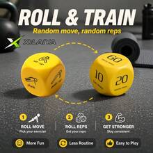 2 Buah Set Dadu Kebugaran Seru, Dadu Permainan Latihan 6 Sisi untuk Push-Up, Squat, Lunge, Sit-Up, dan Jumping Jack, Alat Latihan Rumahan Portabel - Kuning - View 6
