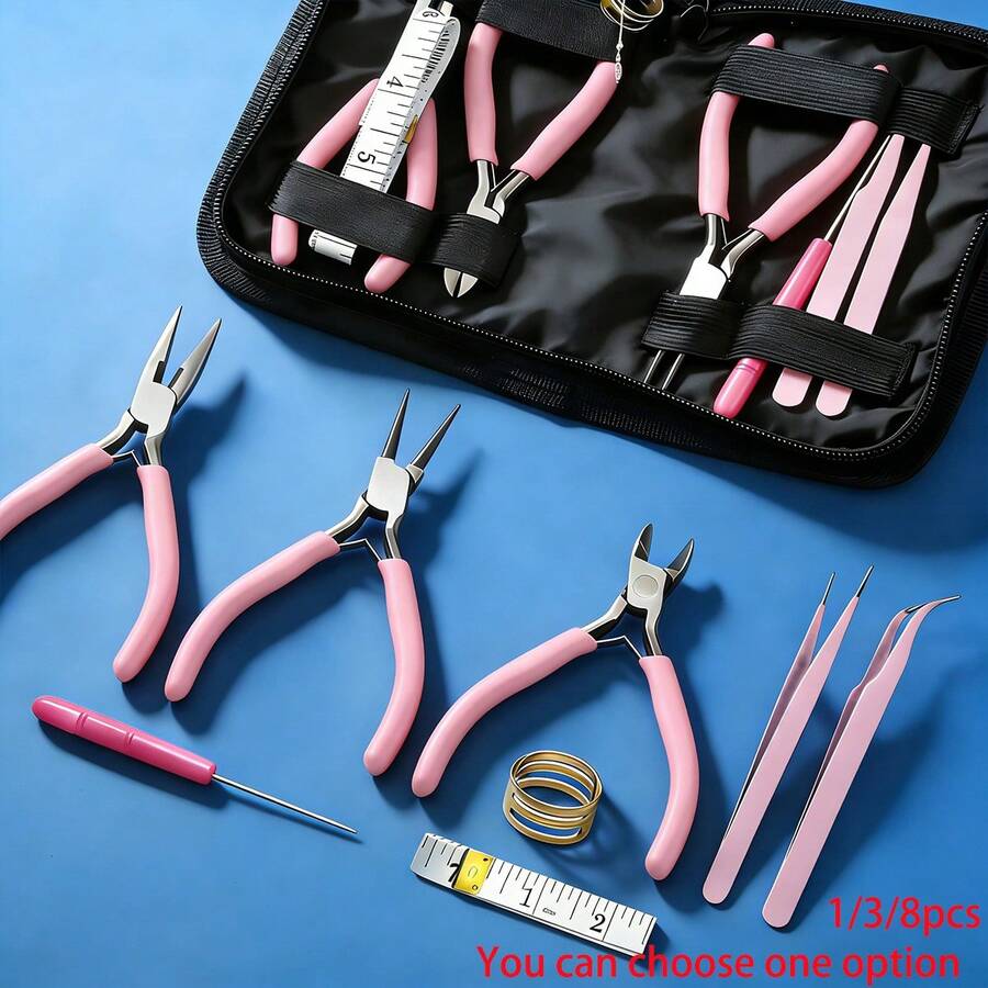 1/3/8pcs Jewelry Making Tools, Jewelry Pliers, Jump Ring Opener, Awl, Ruler, Ring Mandrel, Tweezers, For Jewelry Repair And Jewelry Making, Optional - Tool Set - View 1