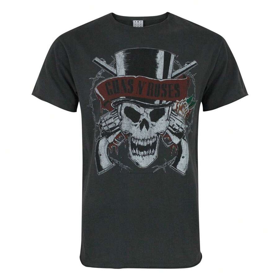Amplified Official Mens Guns N Roses Deaths Head T-Shirt - Charcoal - View 1