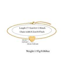1pc Simple Heart Initial Pendant Golden Stainless Steel Chain Bracelet For Women - Yellow Gold - View 2