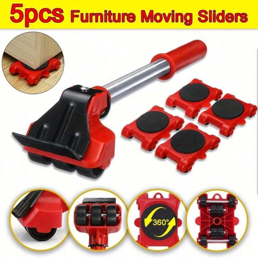 1 Set Furniture Moving Sliders Kit, Heavy Furniture Lifter With 4 Wheeled Pads, 360° Rotatable Movers For Sofas, Cabinets, Refrigerators And Appliances, Floor Protection, Easy Moving Tool For One Person - Moving Essential - View 1