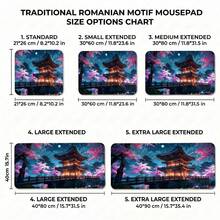 Japanese Sakura Temple Night Scene Pattern Extra Long Gaming Mouse Pad And Desk Mat Set, Non-Slip Durable Rubber Base, Smooth Surface, Suitable For PC Laptop Office Home, Abstract Art Decoration, Back To School Supplies - A - View 6