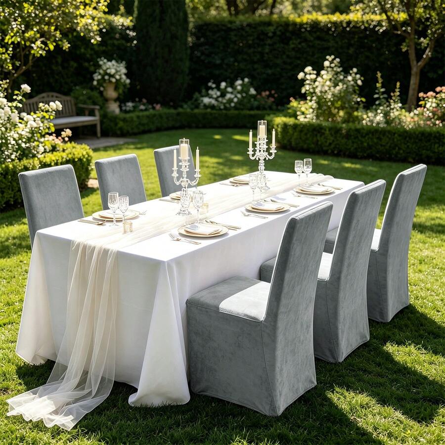 1pc Silver Fox Velvet Chair Cover, Full Coverage High Stretch Dining Chair Slipcover, Soft Knitted Fabric, Machine Washable, Solid Color, For Dining Room Living Room Hotel Banquet - Multicolor - View 1