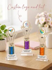 1 buah Piala dengan Logo dan Teks Kustom, Piala Penghargaan Kustom untuk Kompetisi Olahraga, Hadiah Kelas, Upacara Perusahaan, Hadiah Pesta, Piala Penghargaan Kenang-kenangan dengan Plakat Nama Kustom untuk Hadiah - MultiWarna - View 1