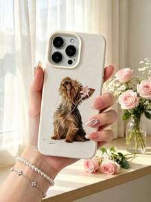 Casing Ponsel Anjing Yorkshire Terrier Lucu dengan Earphone Bunga, Hewan Realistis, Warna Beige, Pelindung Anti Guncangan - MultiWarna - View 1
